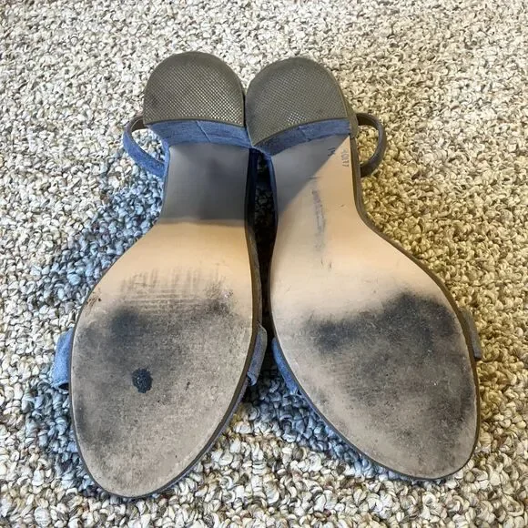 STEVE MADDEN Carrson Blue Suede Ankle Strap Open Toe Block Heels Size 9.5 - Picture 9 of 10